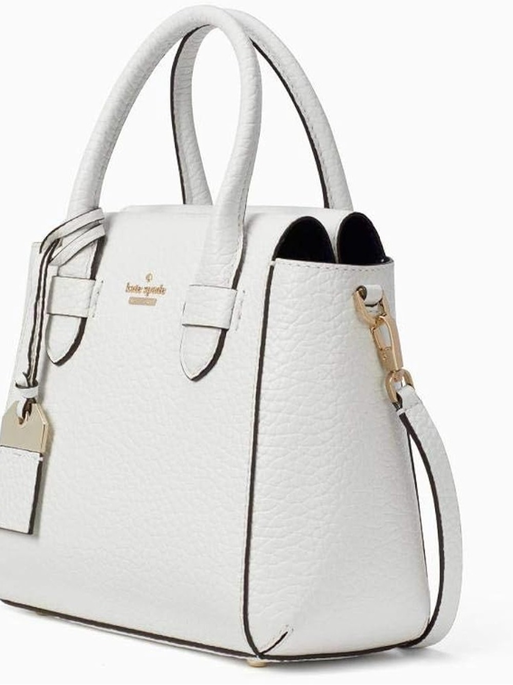kate spade White Pebbled Leather Top-Handle Satchel - Picture 3 of 6